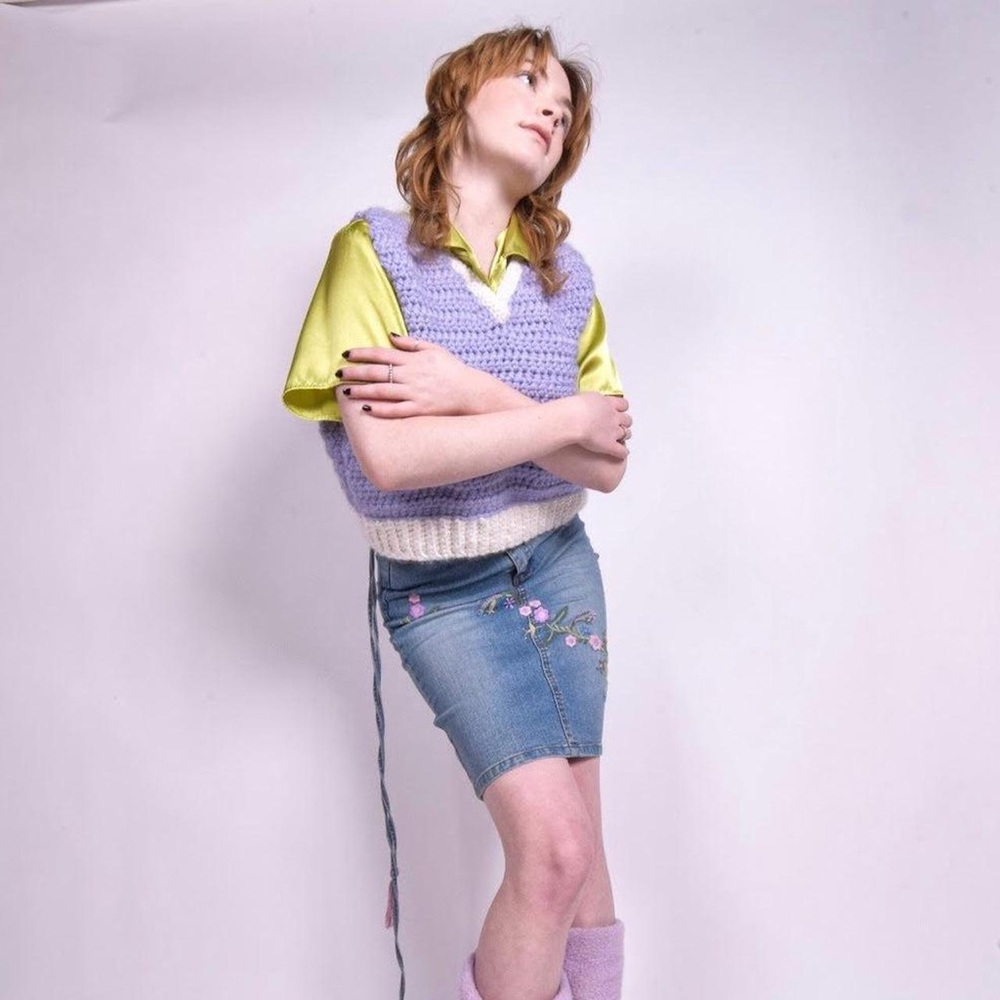 Hand crocheted lilac sweater vest